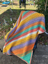 Load image into Gallery viewer, 6-Day Corner to Corner Tranquility Stripe Blanket Crochet Pattern by Betty McKnit