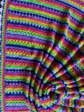 Load image into Gallery viewer, 6-Day Retro Rainbow Blanket - Crochet Pattern by Betty McKnit