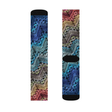 Load image into Gallery viewer, Crochet Texture Gradient Sublimation Socks — Colorful Ombre Pattern Crew Socks