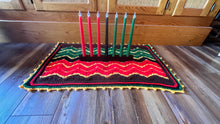 Load image into Gallery viewer, 6-Day Holiday Table Runner in Kwanzaa Colors Crochet Pattern by Betty McKnit