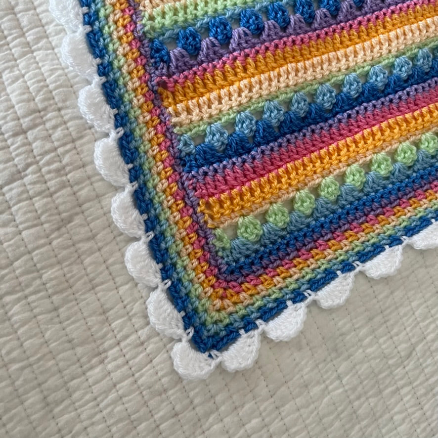 6-Day Retro Rainbow Baby Blanket Crochet Pattern by Betty McKnit
