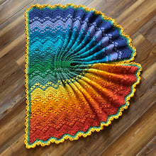 Load image into Gallery viewer, 6-Day Ridgy Didge, Retro, and Sweetheart Rainbow Baby Blanket Crochet Pattern Bundle by Betty McKnit
