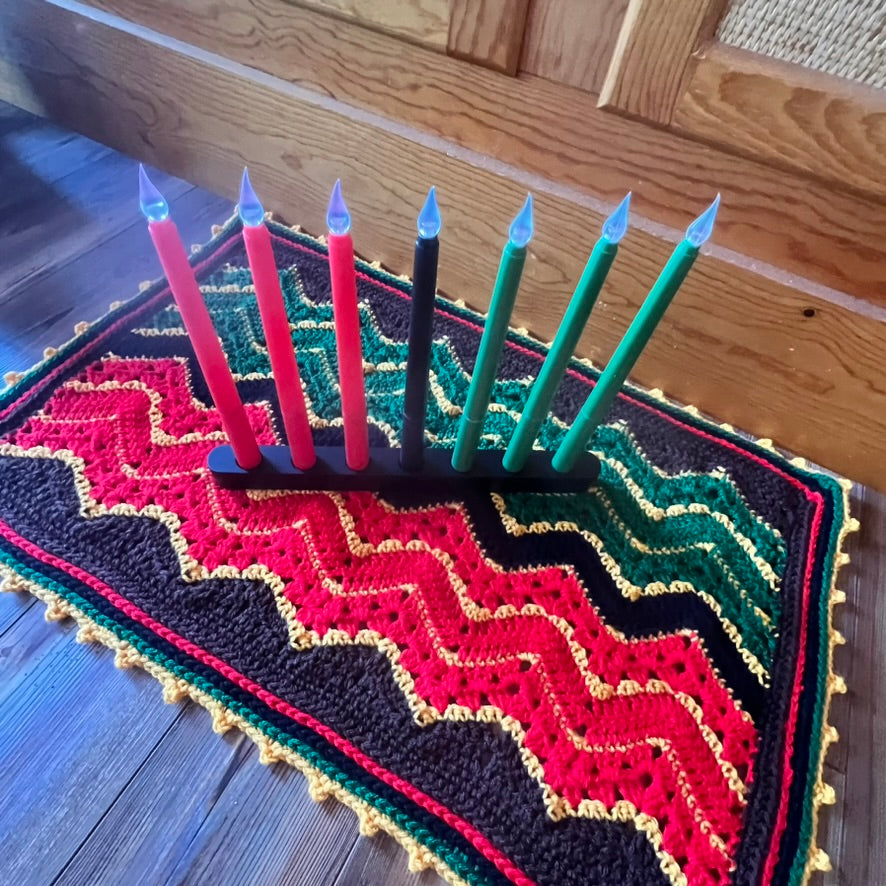 6-Day Holiday Table Runner in Kwanzaa Colors Crochet Pattern by Betty McKnit