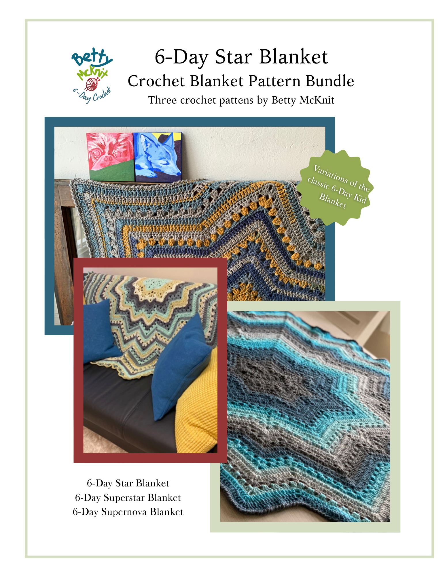 6-Day Star, Superstar, and Supernova Blankets - Crochet Pattern