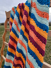 Load image into Gallery viewer, 6-Day Corner to Corner Tranquility Stripe Blanket Crochet Pattern by Betty McKnit
