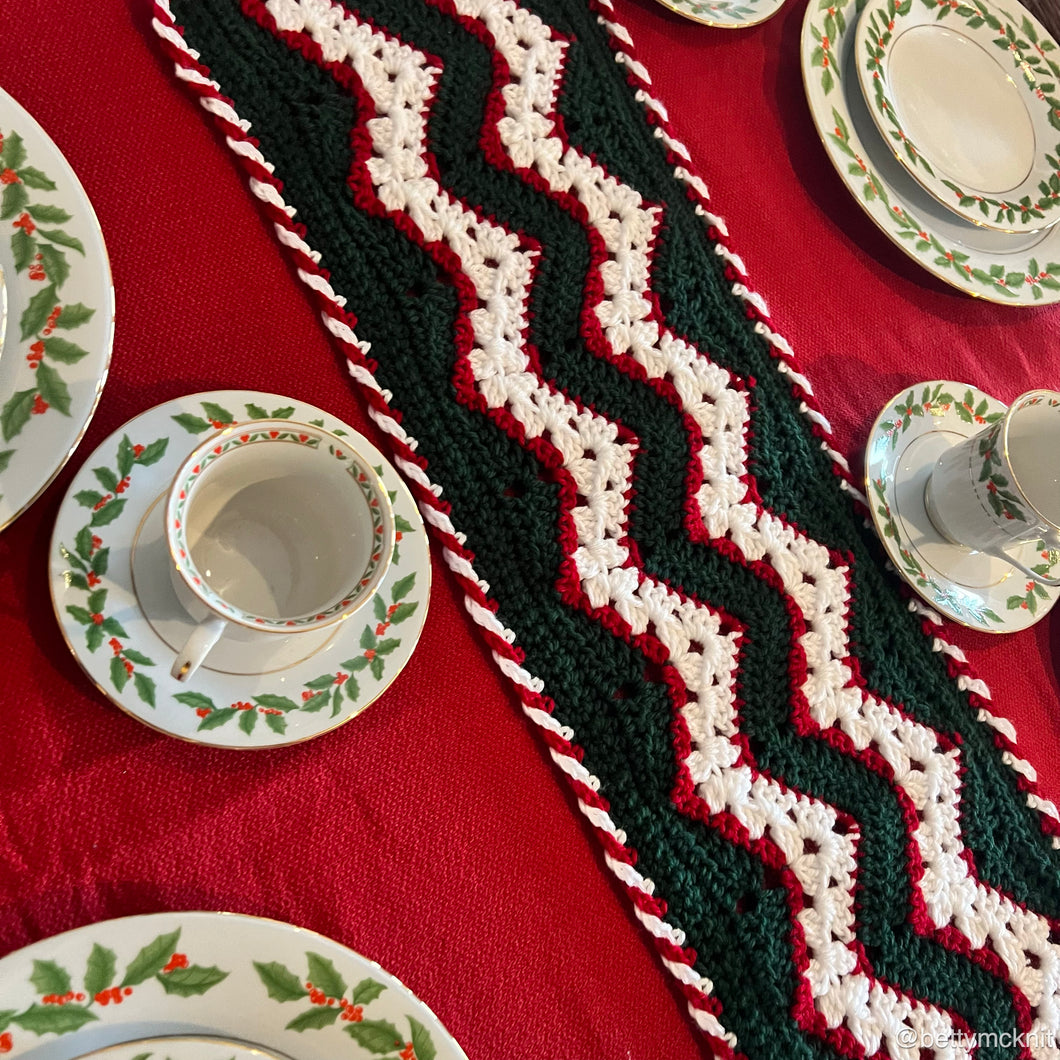 6-Day Holiday Table Runner in Christmas Colors Crochet Pattern by Betty McKnit