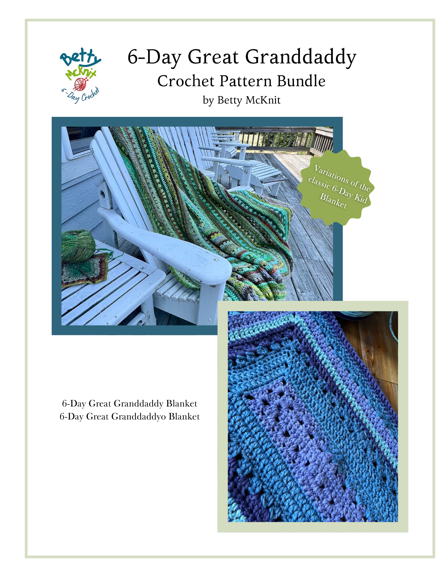 6-Day Granny Square Crochet Patterns by Betty McKnit