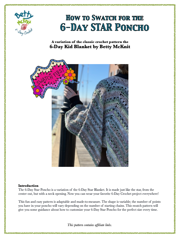 How to Swatch for the 6-Day Star Poncho - Crochet Pattern by Betty McKnit