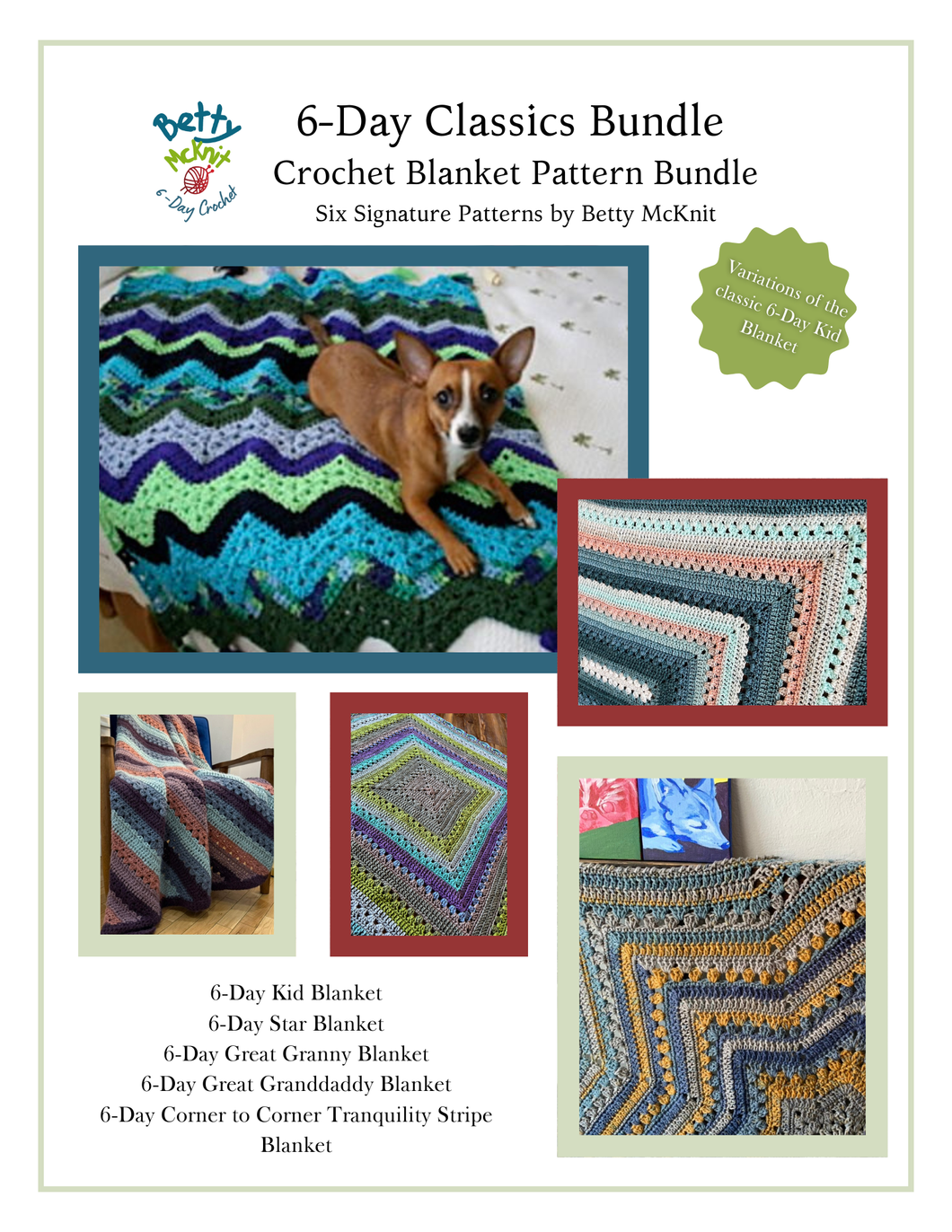 6‑Day Classics Bundle — 6 Signature Patterns by Betty McKnit