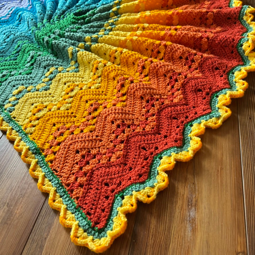 Rainbow Crochet Ripple Stitch Baby Blanket Pattern 6-Day