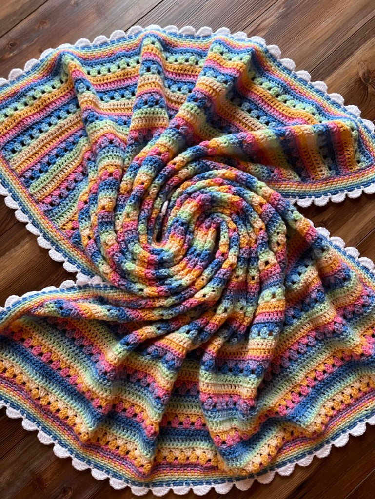 Baby Blanket Yarn Rainbow Chunky Knit Blanket 6-Day Retro Rainbow