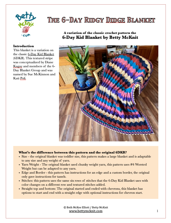 6-Day Ridgy Didge Blanket and How to Swatch Crochet Pattern Bundle