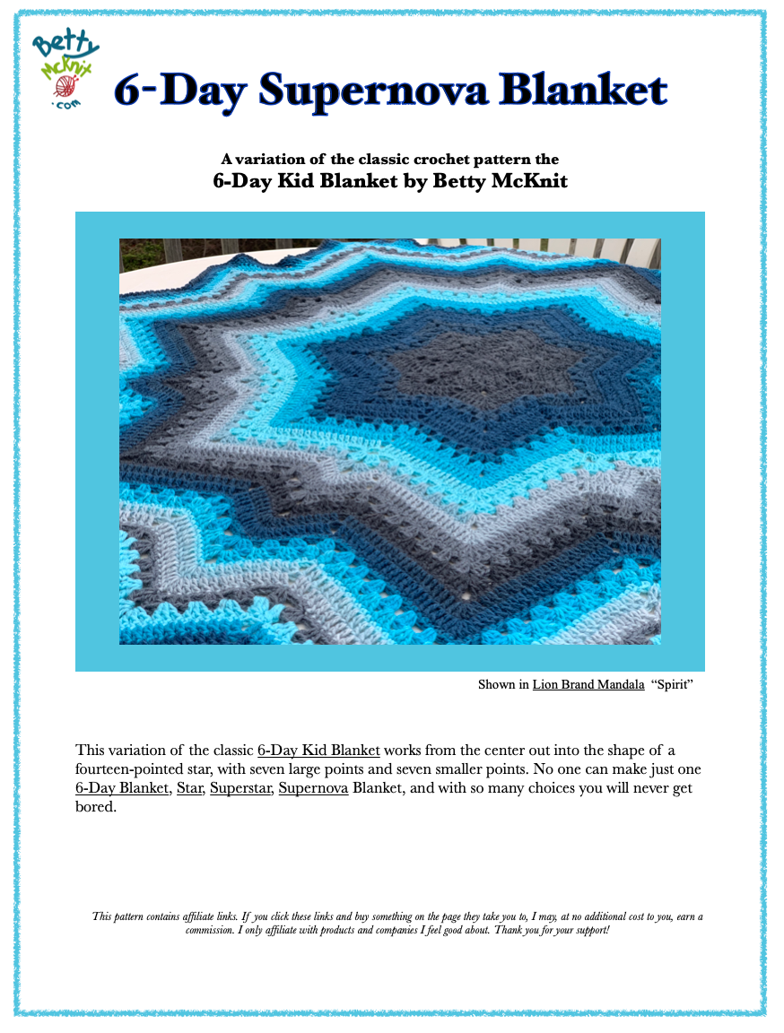 6-Day Star, Superstar, and Supernova Blankets - Crochet Pattern