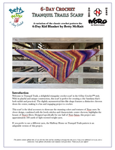 Load image into Gallery viewer, 6-Day Tranquil Trails Scarf- Crochet Pattern by Betty McKnit

